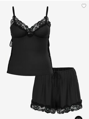 Victoria’s Secret Black Ribbed Modal & Lace Cami Shorts Set